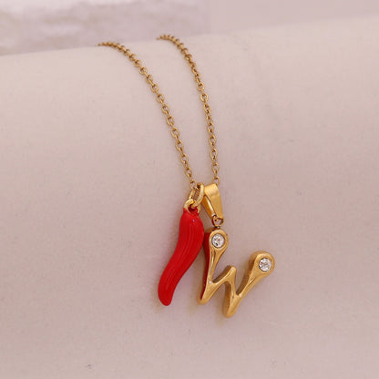 Fiery Charm Alphabet Necklace