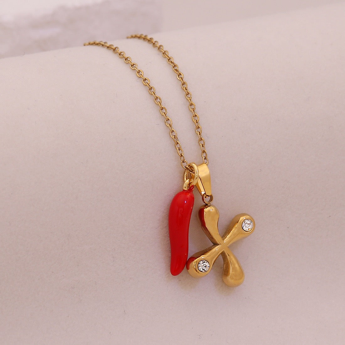 Fiery Charm Alphabet Necklace