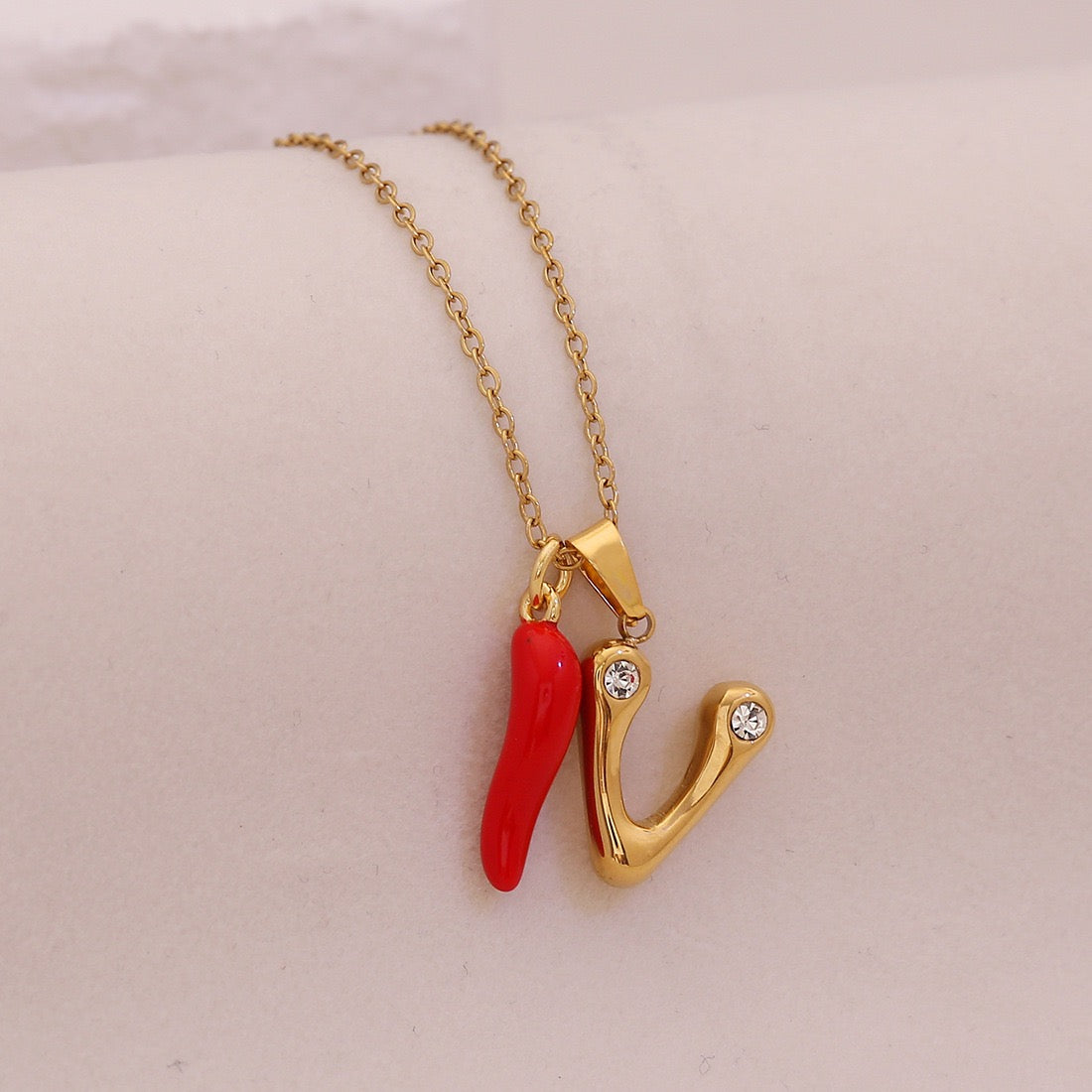 Fiery Charm Alphabet Necklace