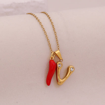 Fiery Charm Alphabet Necklace