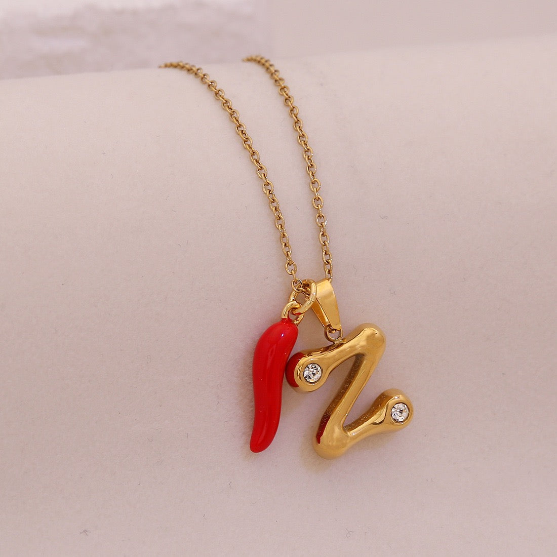 Fiery Charm Alphabet Necklace