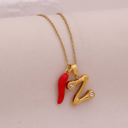 Fiery Charm Alphabet Necklace