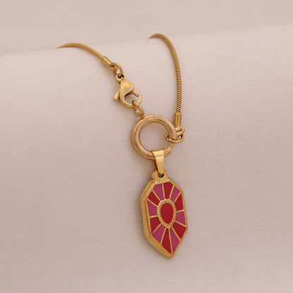 Vintage Enamel Hexagon Necklace