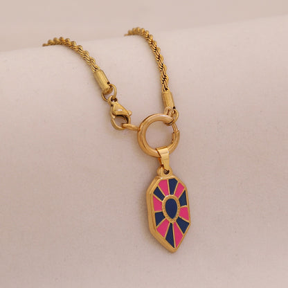 Vintage Enamel Hexagon Necklace