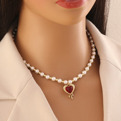 Luna Heart Pearl Necklace Set