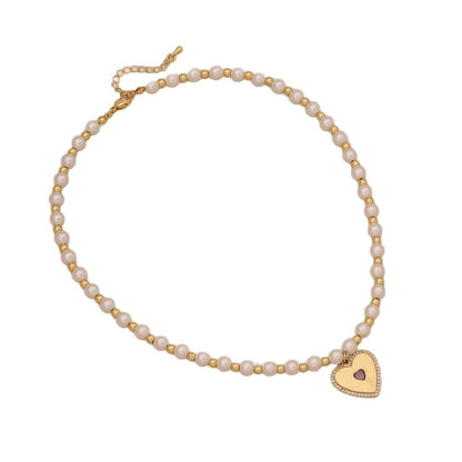 Luna Heart Pearl Necklace Set