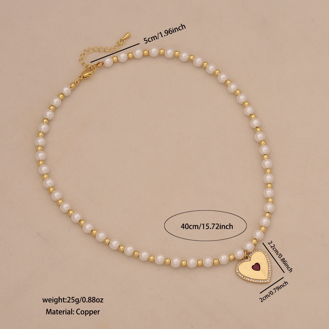 Luna Heart Pearl Necklace Set