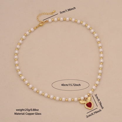 Luna Heart Pearl Necklace Set
