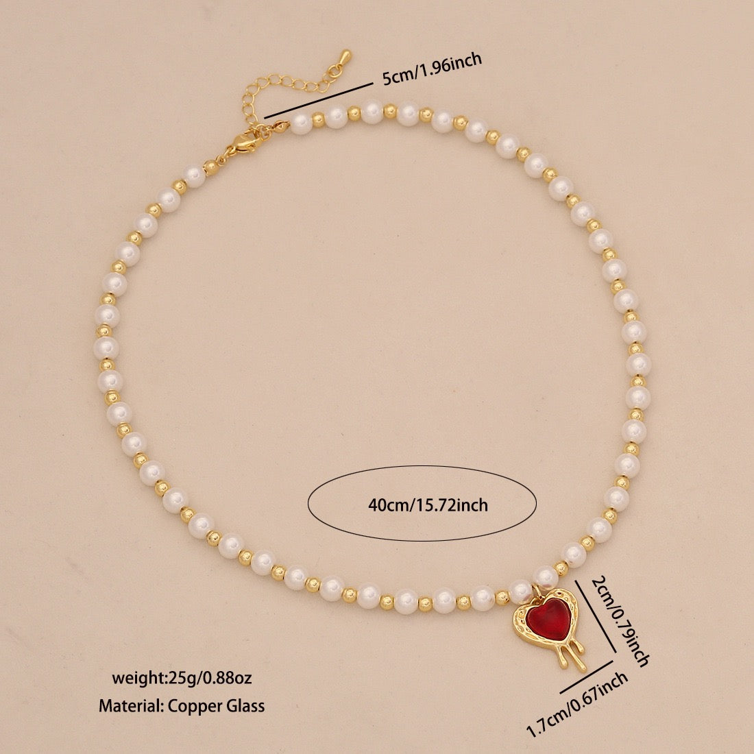 Luna Heart Pearl Necklace Set