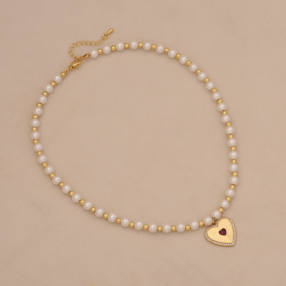 Luna Heart Pearl Necklace Set