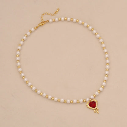 Luna Heart Pearl Necklace Set