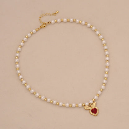 Luna Heart Pearl Necklace Set