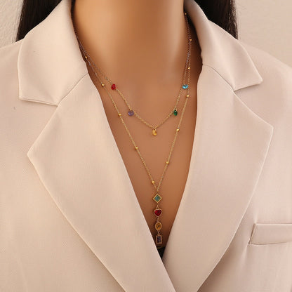 Aurora Glass Layered Y Necklace