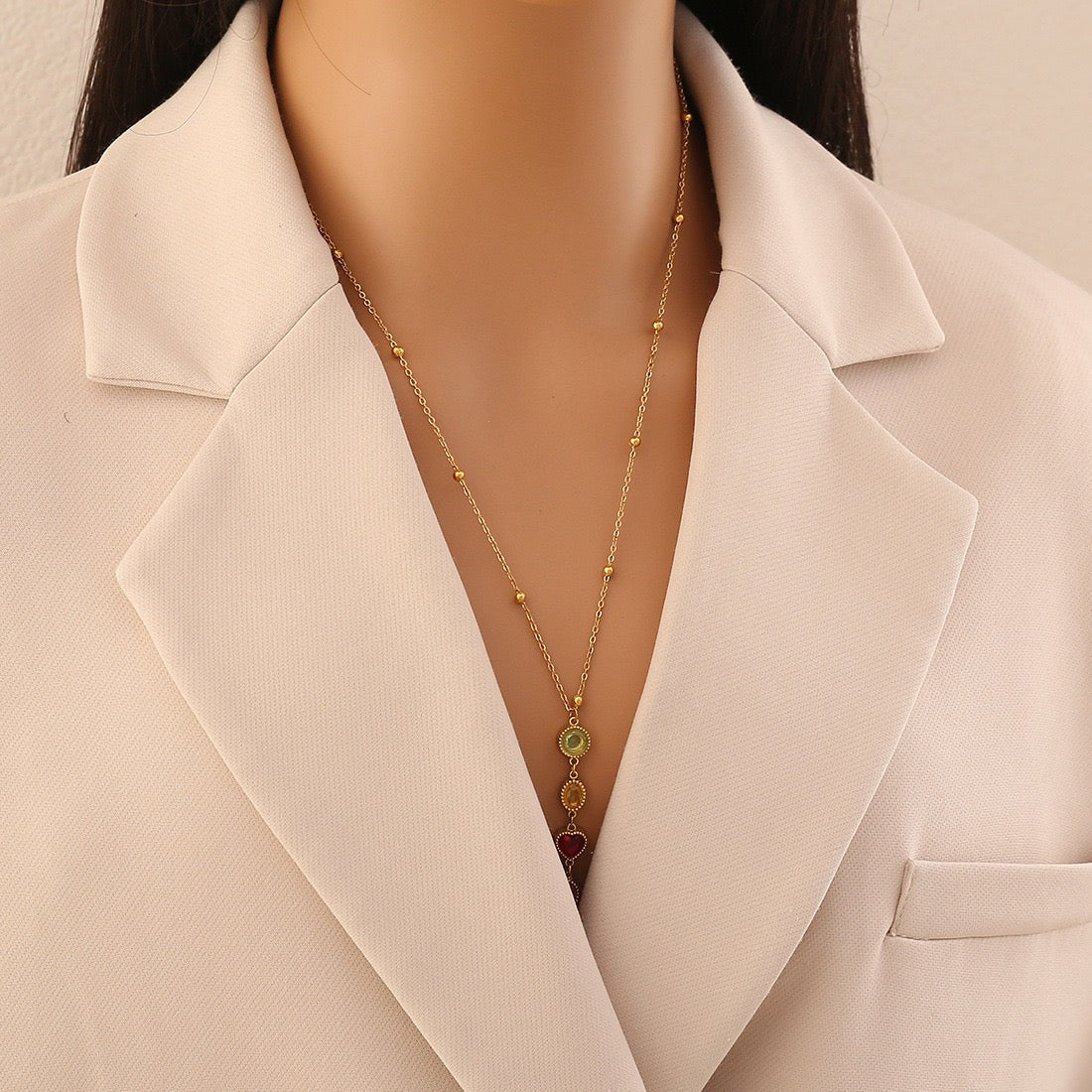 Aurora Glass Layered Y Necklace