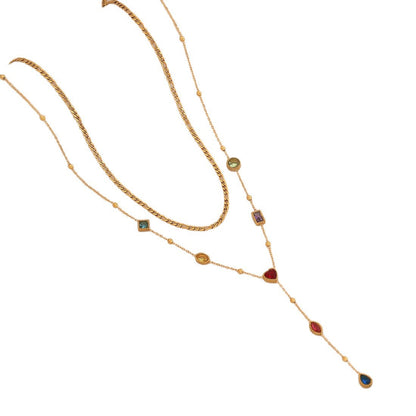 Aurora Glass Layered Y Necklace