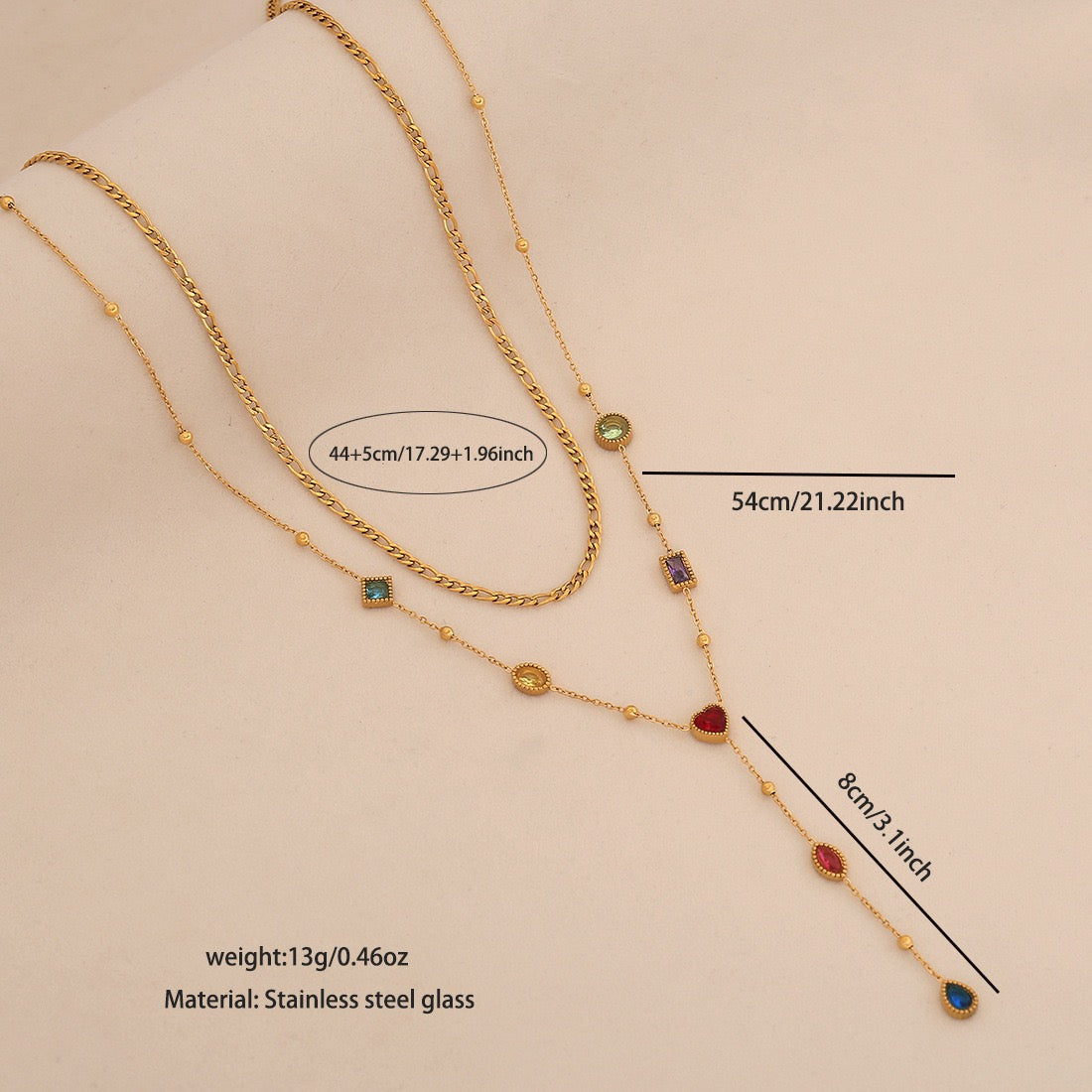 Aurora Glass Layered Y Necklace