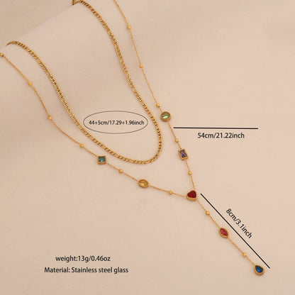 Aurora Glass Layered Y Necklace