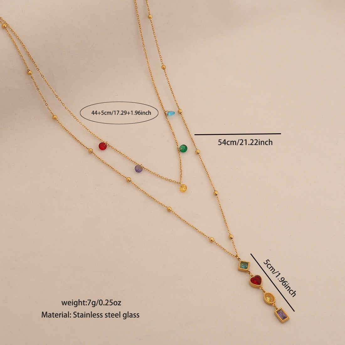 Aurora Glass Layered Y Necklace