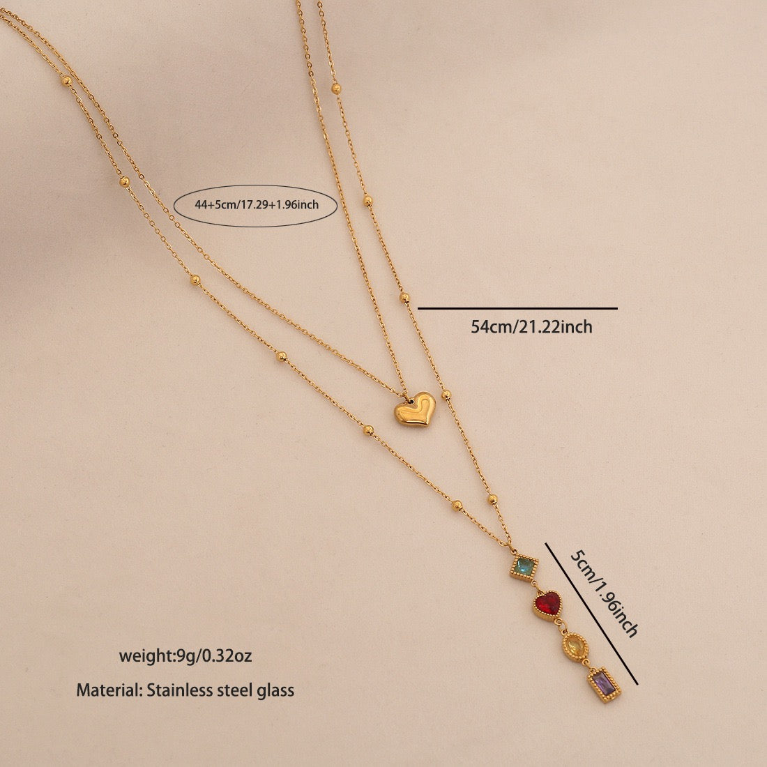 Aurora Glass Layered Y Necklace