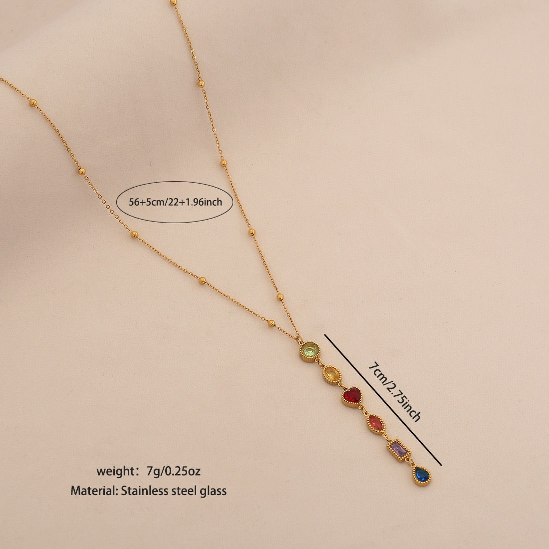 Aurora Glass Layered Y Necklace