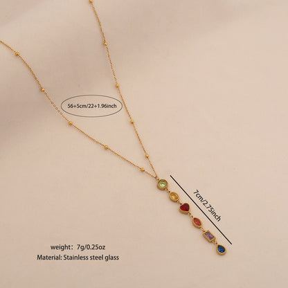 Aurora Glass Layered Y Necklace