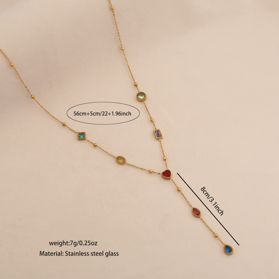 Aurora Glass Layered Y Necklace