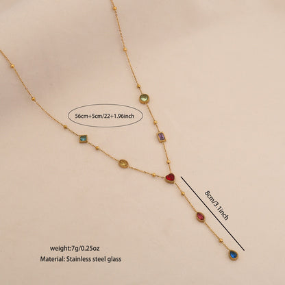 Aurora Glass Layered Y Necklace