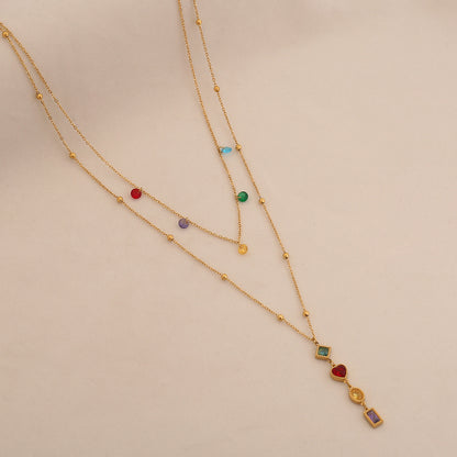 Aurora Glass Layered Y Necklace