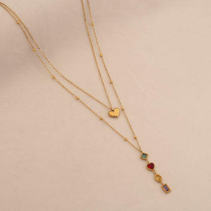 Aurora Glass Layered Y Necklace