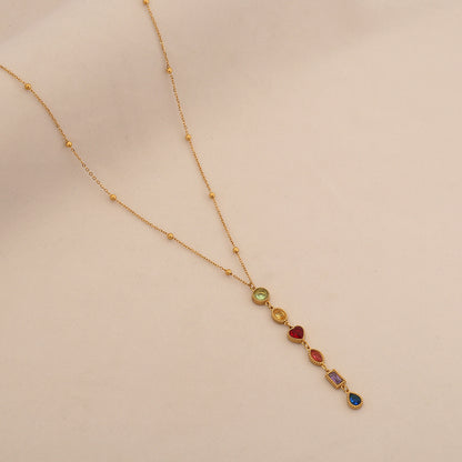 Aurora Glass Layered Y Necklace