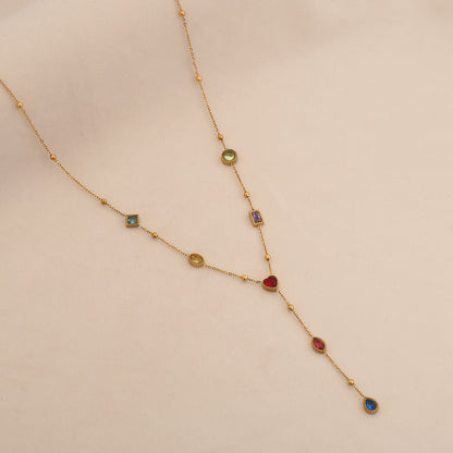 Aurora Glass Layered Y Necklace