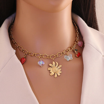 Sunflower Heart Pearl Pendant