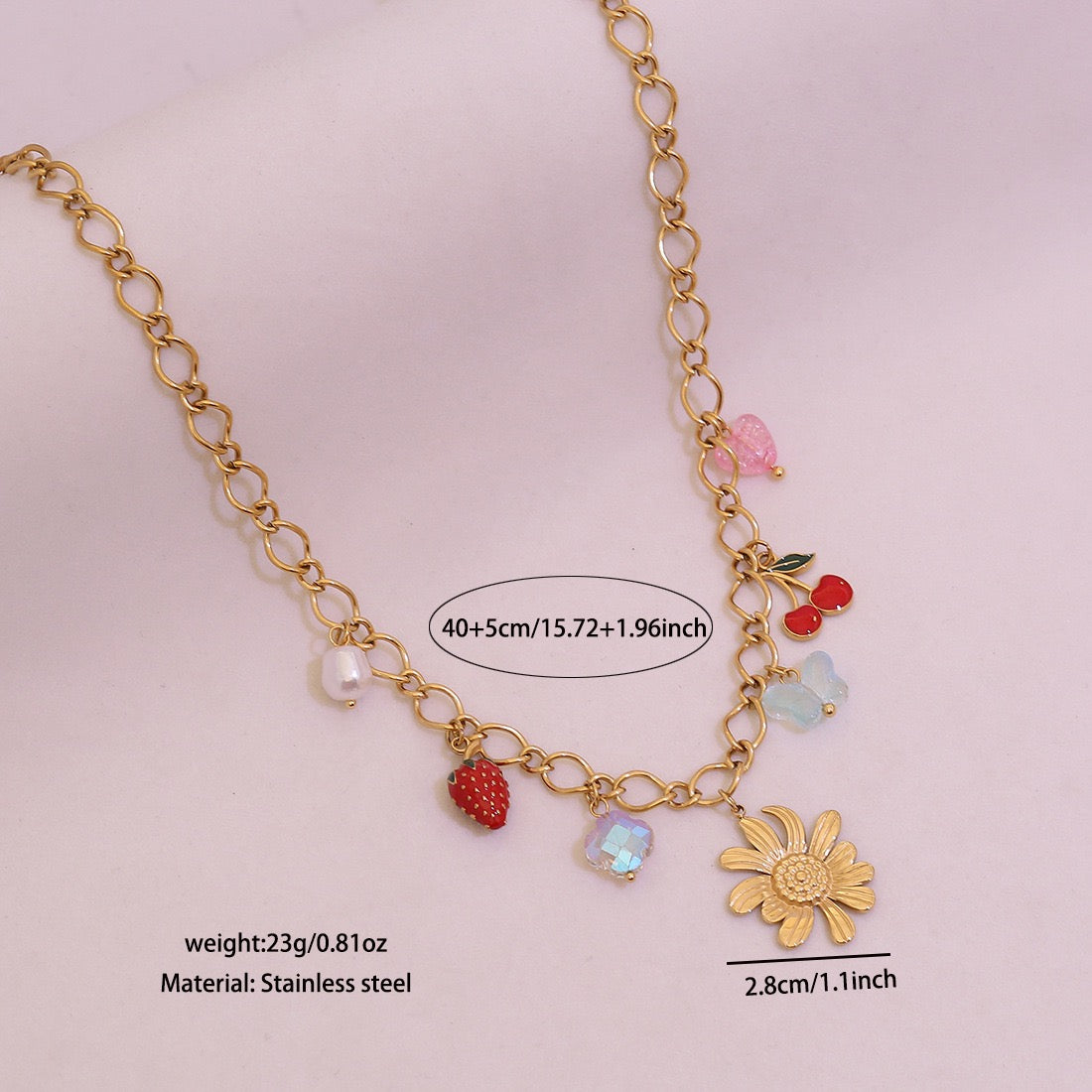 Sunflower Heart Pearl Pendant