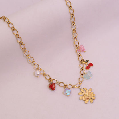 Sunflower Heart Pearl Pendant