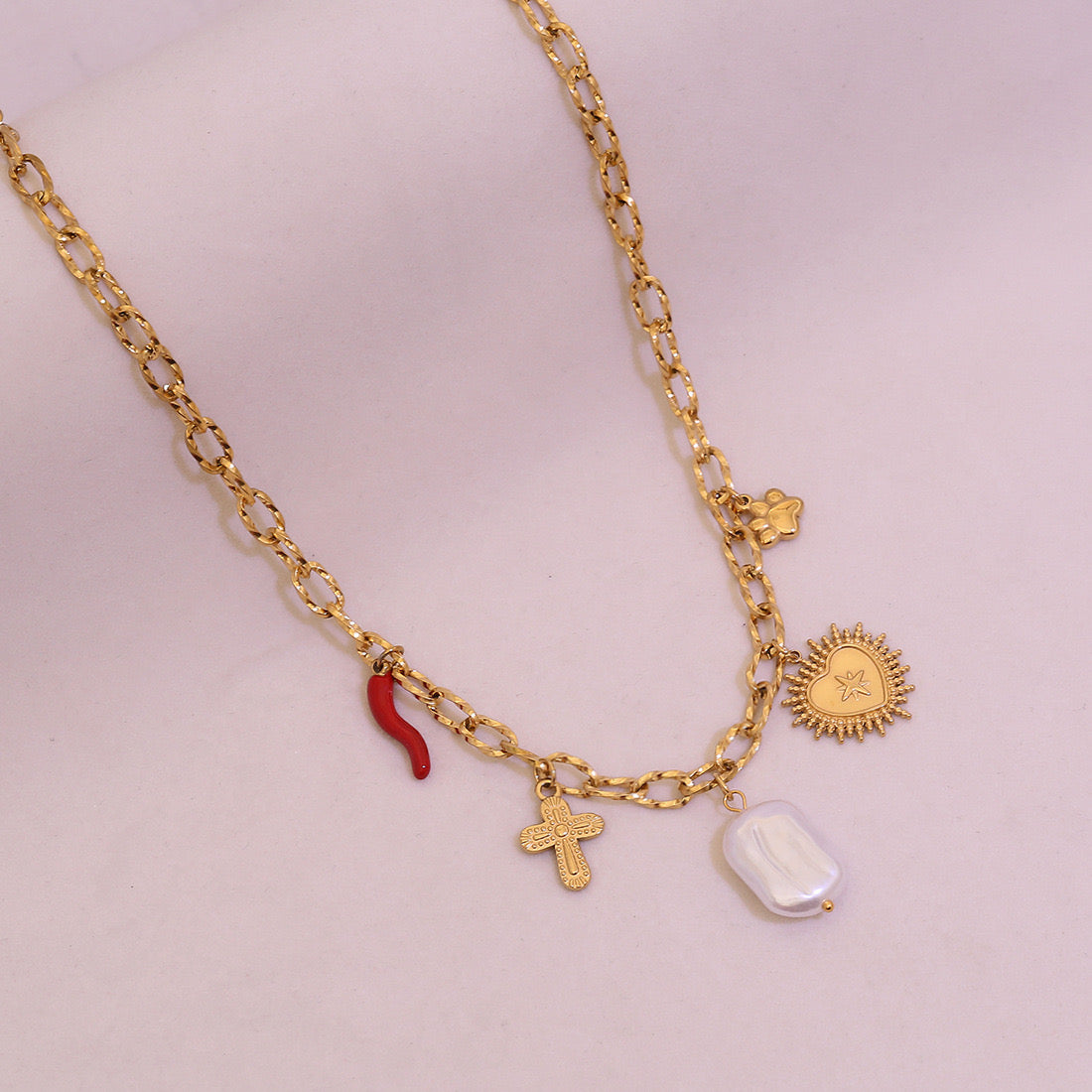 Sunflower Heart Pearl Pendant