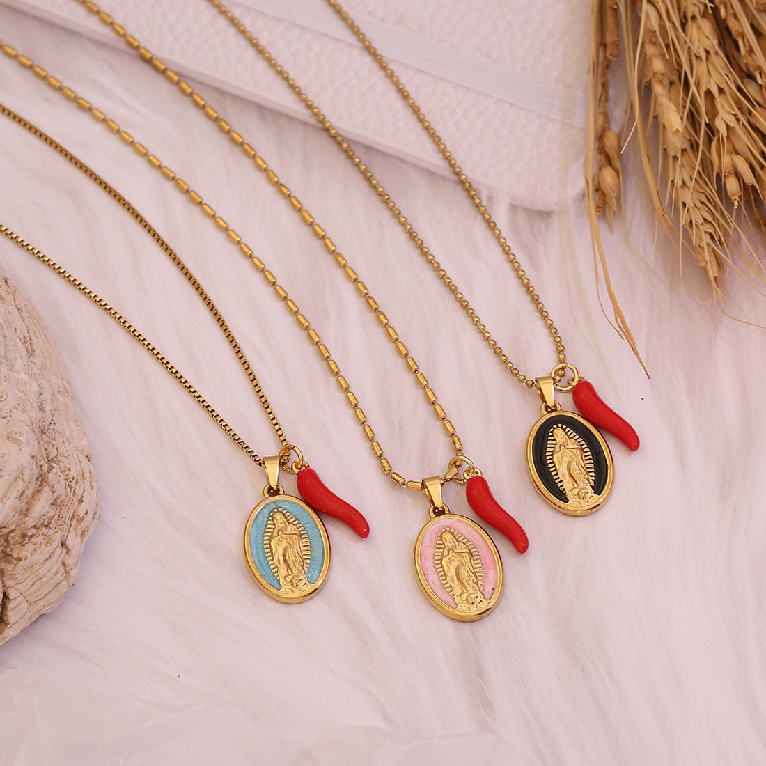 Holy Flame Virgin Mary Necklace