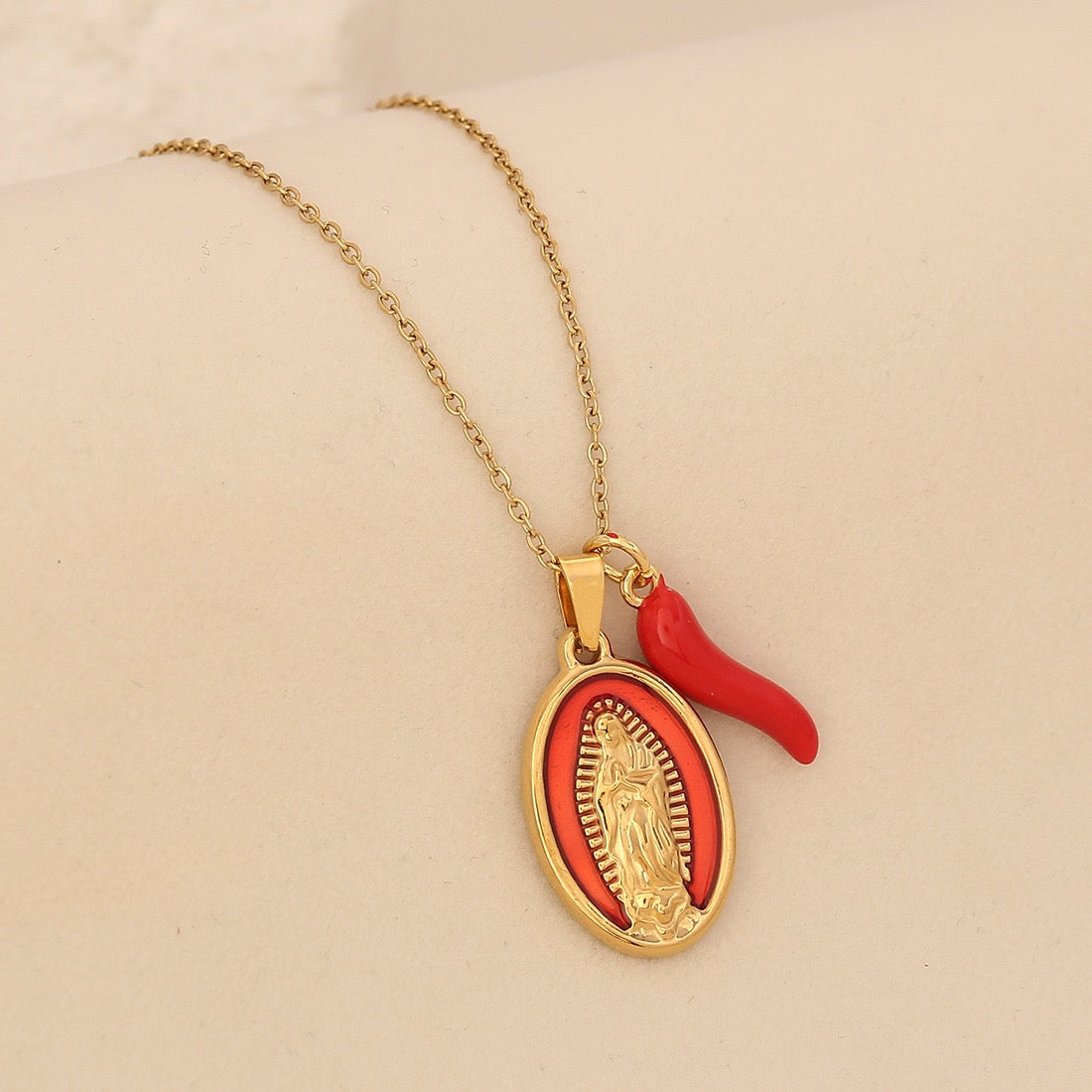 Holy Flame Virgin Mary Necklace