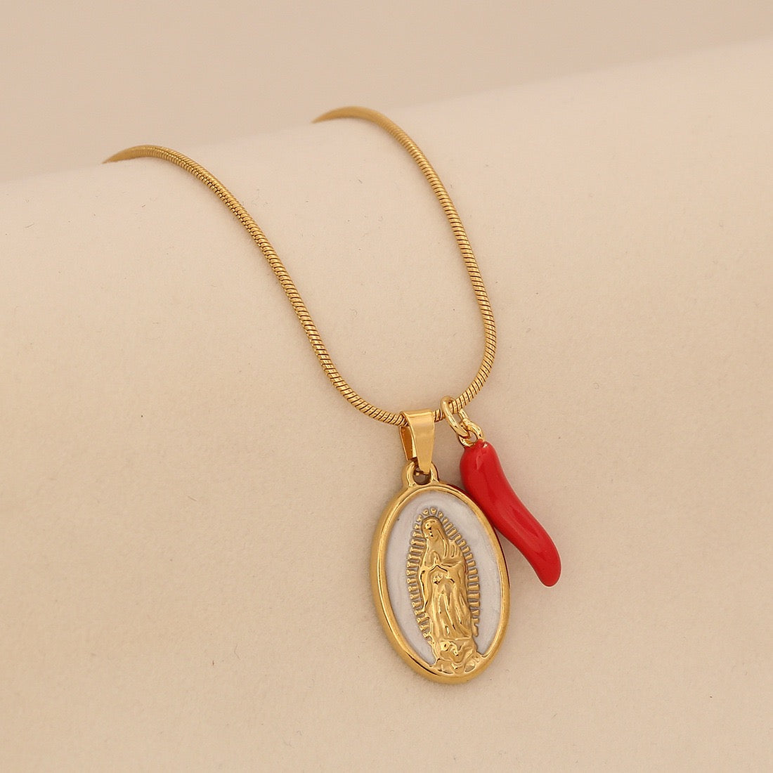 Holy Flame Virgin Mary Necklace