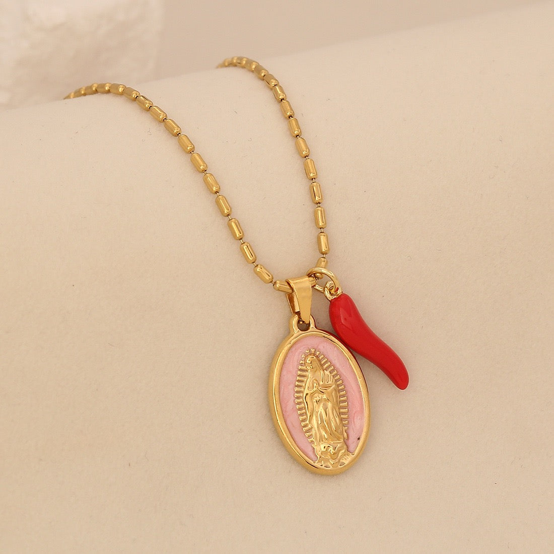 Holy Flame Virgin Mary Necklace