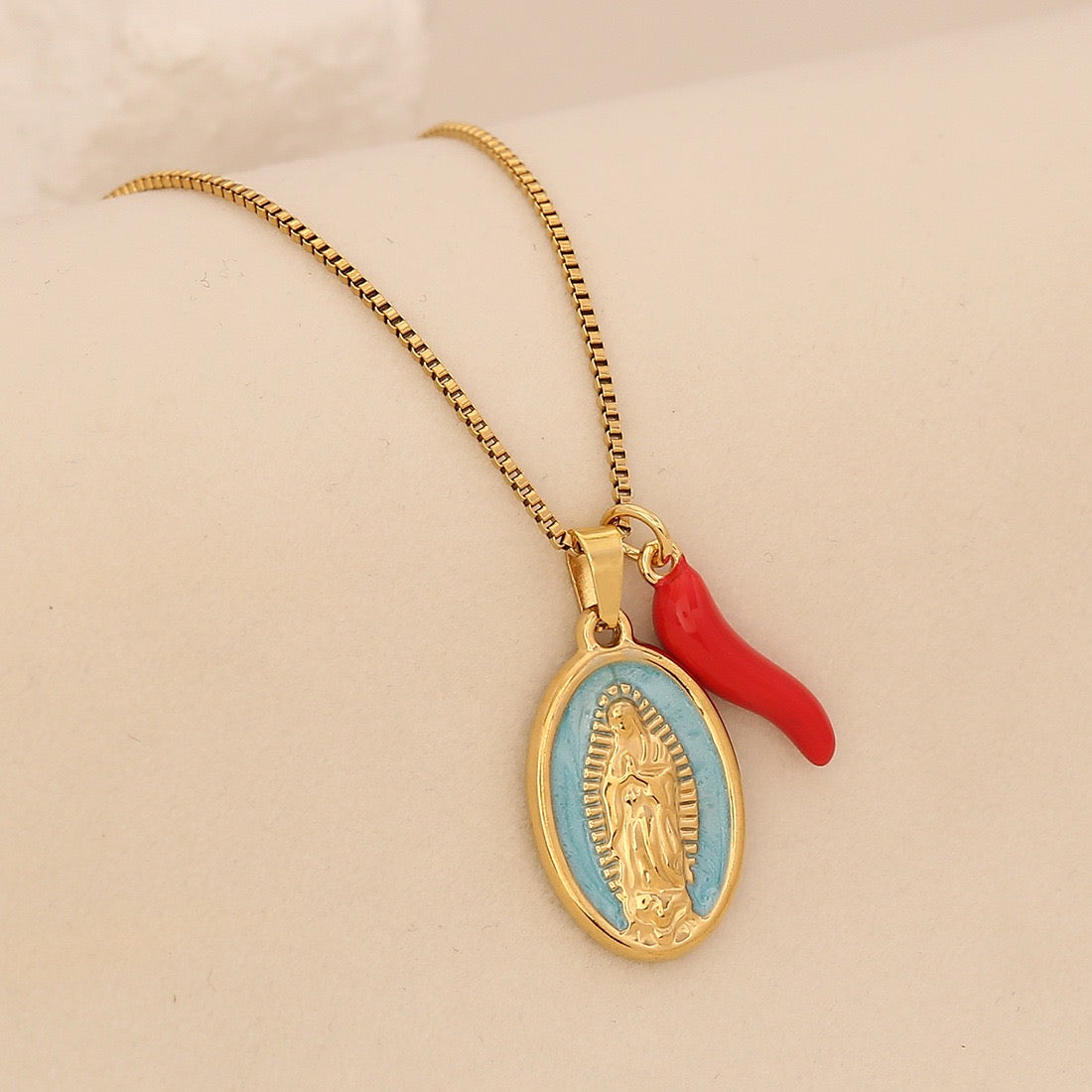 Holy Flame Virgin Mary Necklace