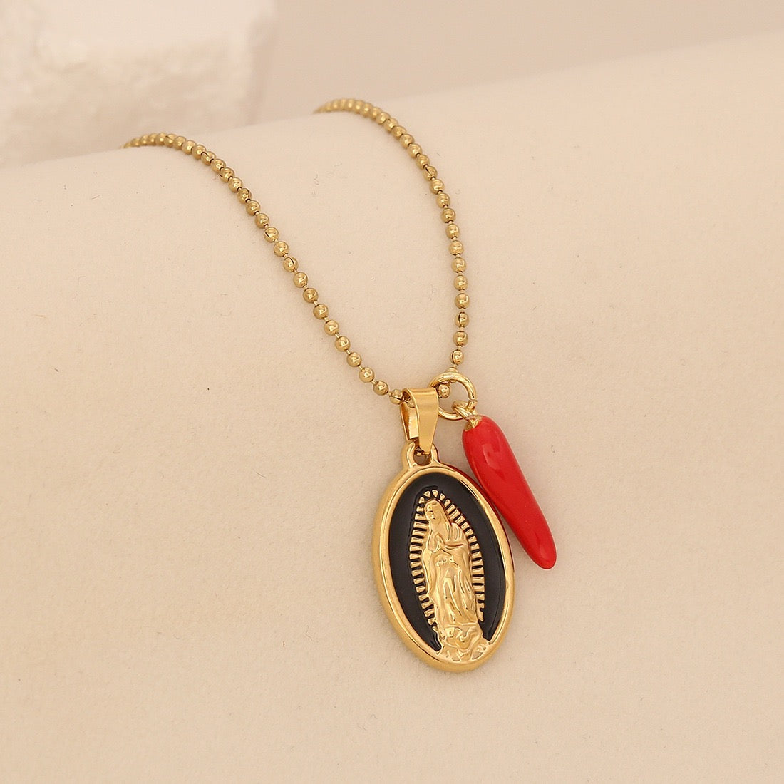 Holy Flame Virgin Mary Necklace