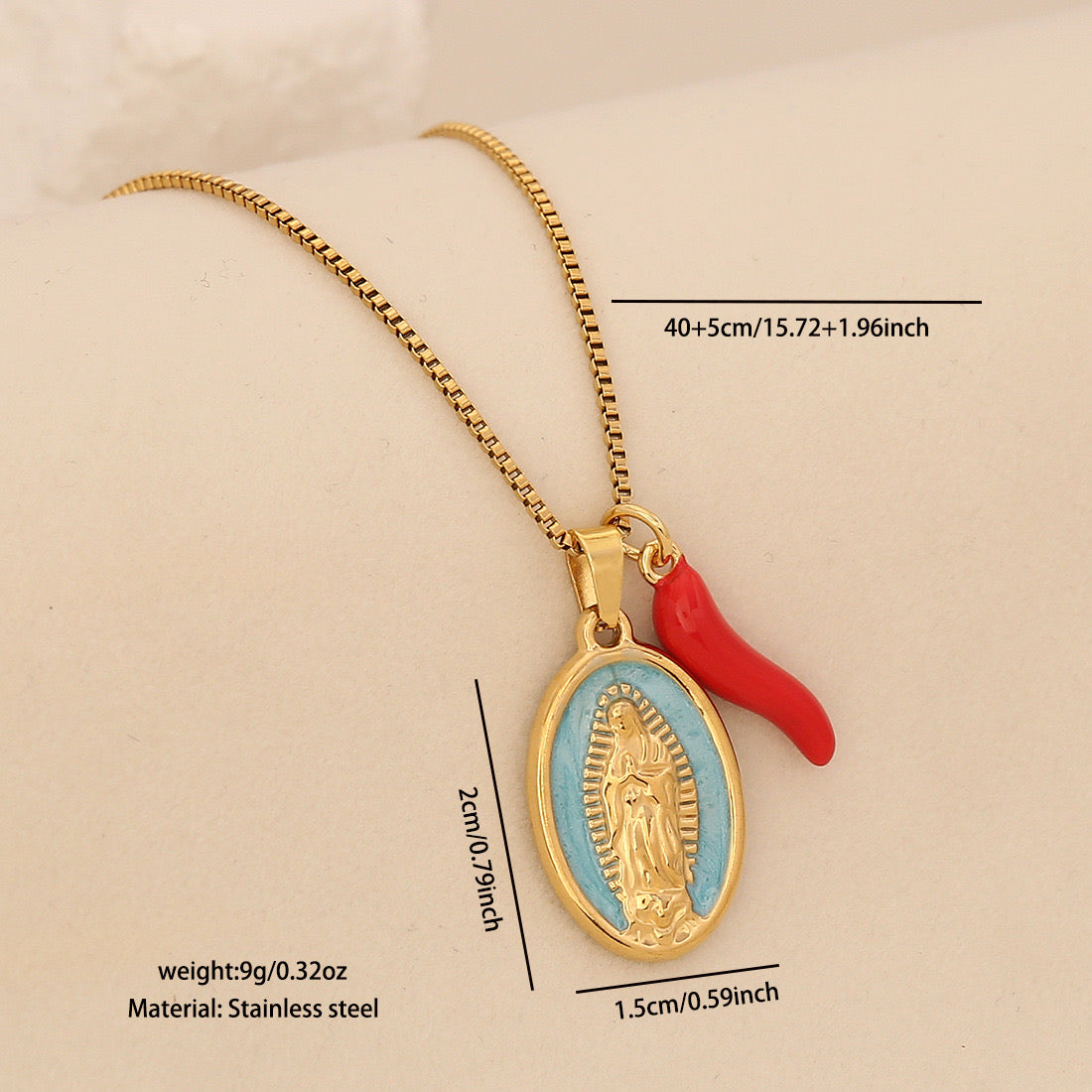Holy Flame Virgin Mary Necklace
