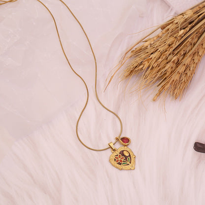 Rose Heart Vintage Pendant Necklace
