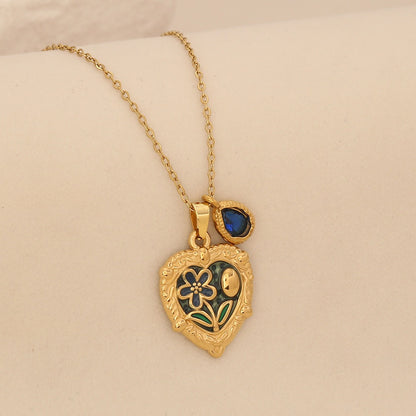 Rose Heart Vintage Pendant Necklace