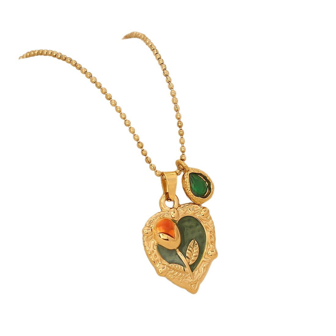 Rose Heart Vintage Pendant Necklace