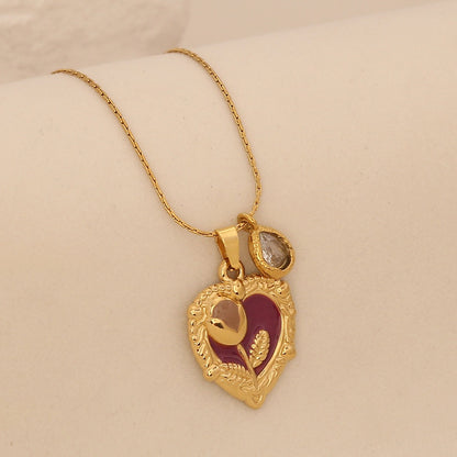 Rose Heart Vintage Pendant Necklace