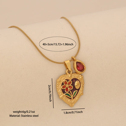 Rose Heart Vintage Pendant Necklace