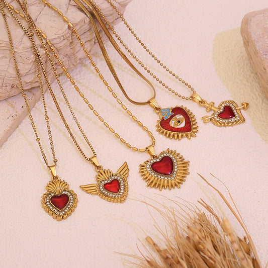 Crimson Heart Pendant Necklace