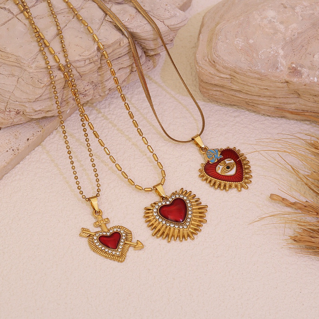 Crimson Heart Pendant Necklace