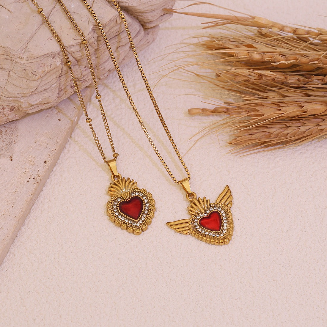Crimson Heart Pendant Necklace